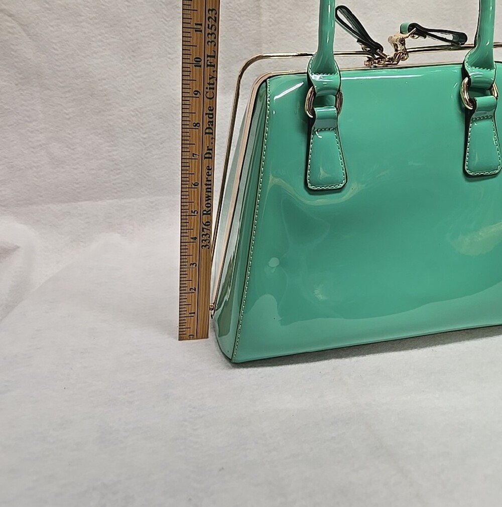 Mint Green Top-Handle Satchel With Wallet 10x12x6 W/ Wallet - Picture 7 of 11